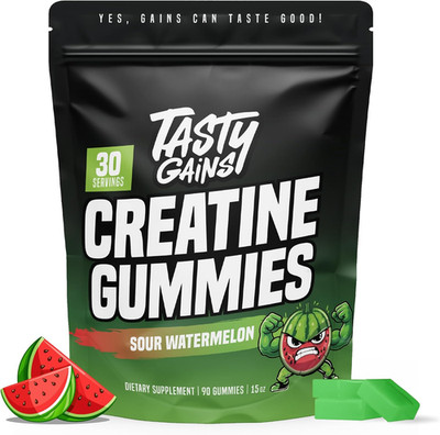 TASTY GAINS Creatine Gummies, 90g of Creatine, Non-GMO, Vegan - Build Muscle & B