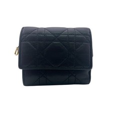 Dior Compact wallet Canage lambskin Lady Dior Tri-fold wallet black lambskin