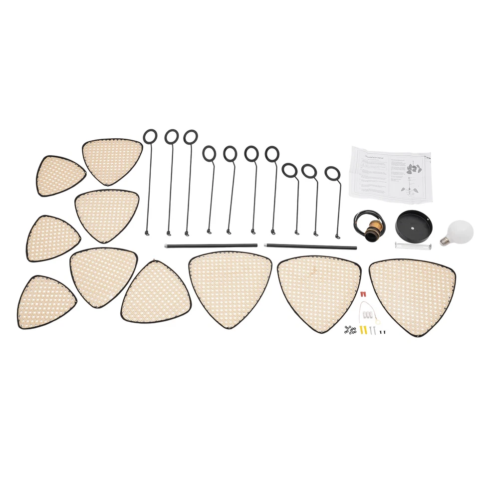 Lámpara colgante 40W 110V bambú mimbre ratán rama salón arte asiático EE. UU. Foto 4 de 4