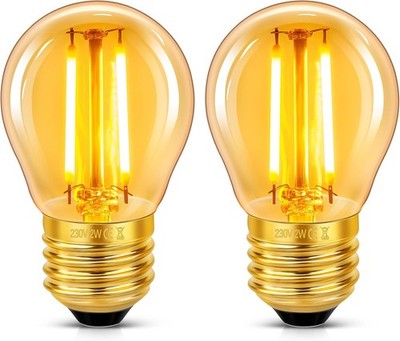 E27 LED Glühbirne 2W Vintage G45 warmweiß 2200K Bernstein Glas Dekoration Café