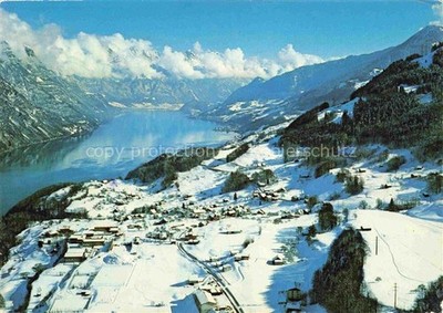 Filzbach Glarus GL on Kerenzerberg with Lake Walen aerial photo
