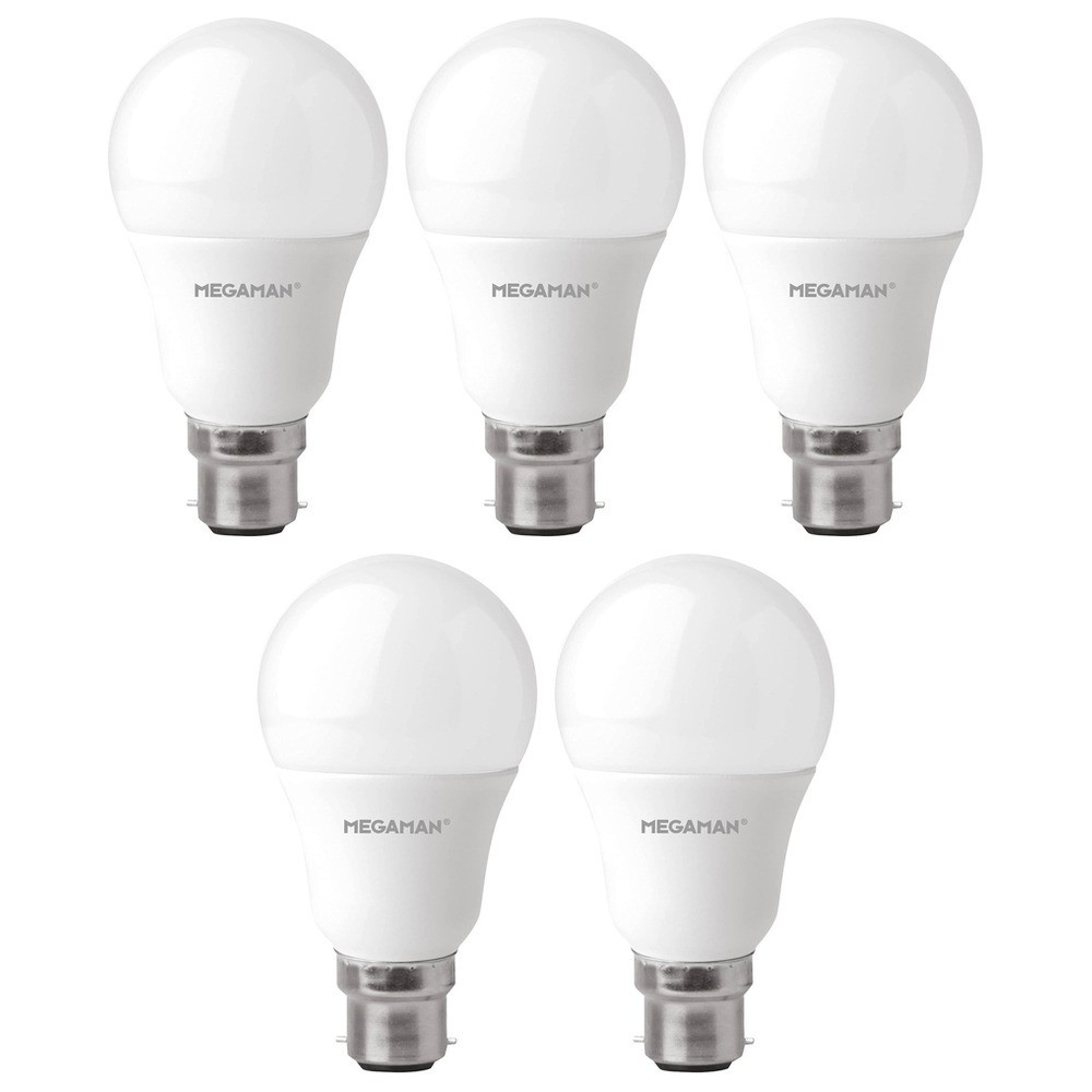 5 x Megaman 143376E Classic Opal LED GLS Light Bulbs B22 6500K Daylight 8.6W