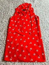 Banana Republic Red Floral Sleeveless Shirt Dress Size 4