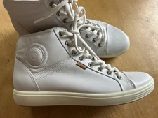 ECCO Soft High Top Boots Women 40 US 8.5-9 Leather Ankle Shoes Casual H53*