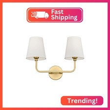 METWET 2 Light Bathroom Vanity Light, Brushed Gold Double Wall Sconce with Flare