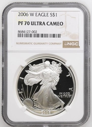 2006 W Proof American Silver Eagle NGC PF70 UCAM Brown Label - A622