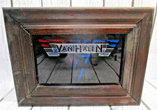 Vintage Van Halen Wood Framed Carnival Glass Mirror Wall Art 11.5" x 8.5"