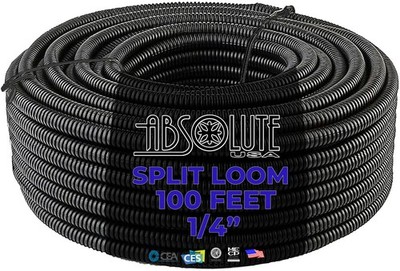 SLT14 100 FT 1/4'' SPLIT WIRE LOOM CABLE CONDUIT POLYETHYLENE TUBING