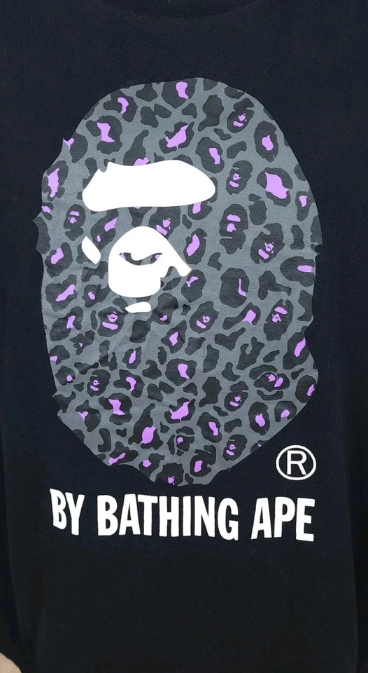 A Bathing Ape BAPE Leopard Black Tee Shirt Size Large - Image 2 of 4