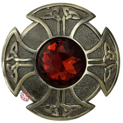 Scottish Kilt Fly Plaid Brooch Various Stone 3" Celtic Knot Pin Brooch Antique - Picture 10 of 12