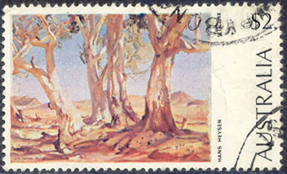 AUSTRALIA 1974 2 $ Painting Hans Heysen red gum trees VFU VARIETY SEE COLOUR - Image 3 of 3