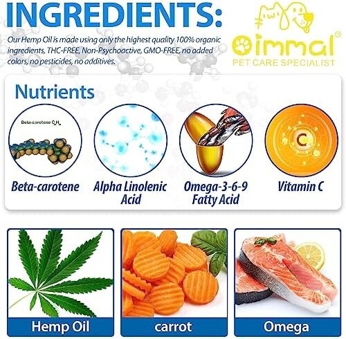 Hemp Oil for Dogs Cats Anxiety, Pain,Stress Calming Drops 100% Organic 60ML - Picture 5 of 6