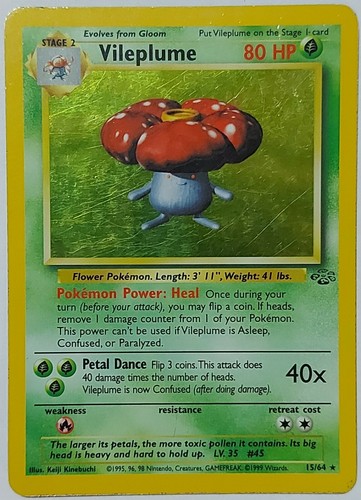Vileplume 15/64 Holo Pokemon Card - Jungle - Rare - Unlimited - EX - Bild 1 von 2