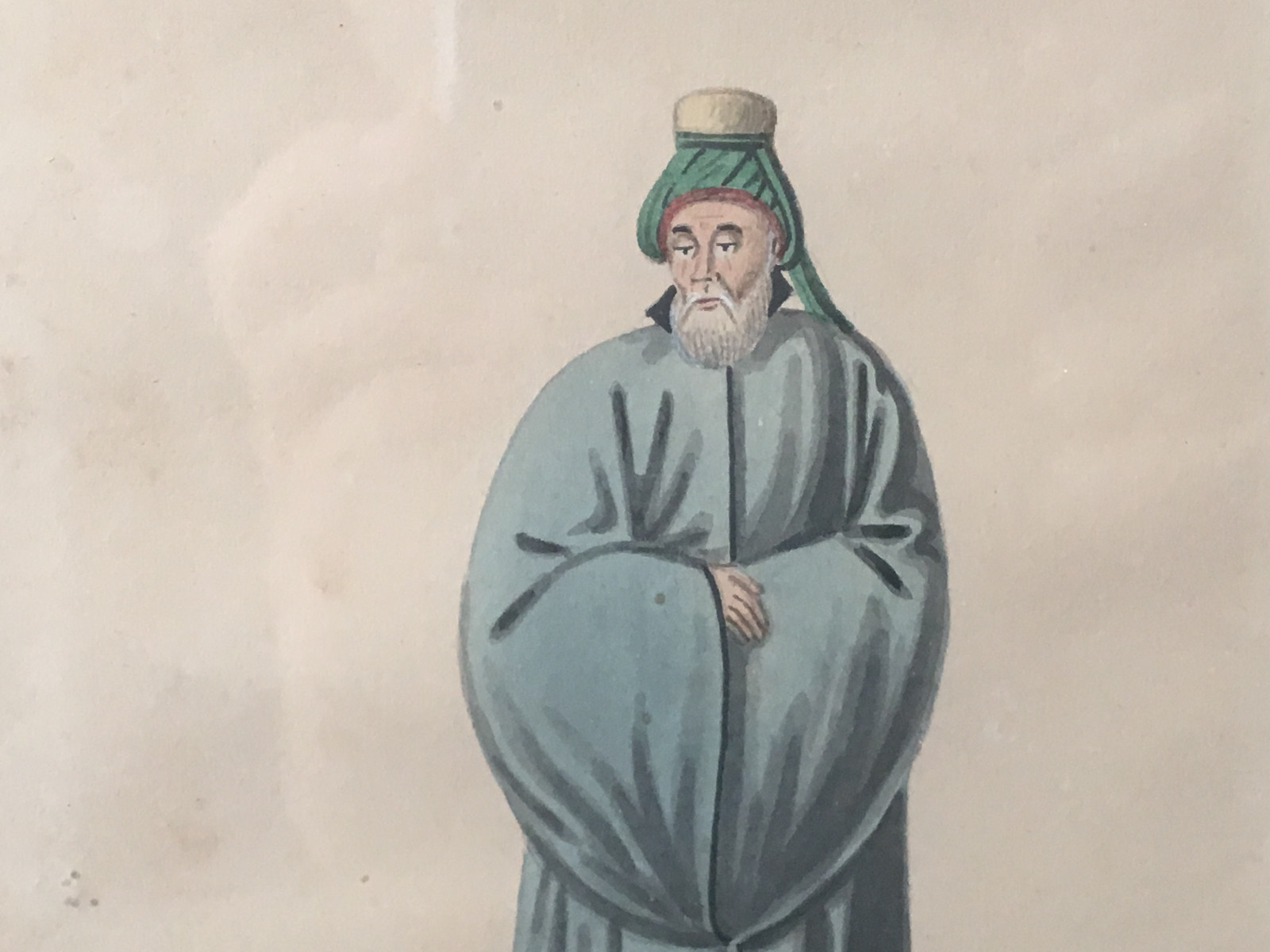 Dibujo Acuarela Traje Turco XIX Antigua Paint Turco Pintura Edad Orient