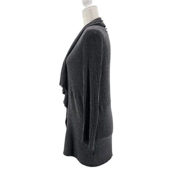 Velvet by Graham & Spencer Waffle Ribbed Knit Gray Cardigan Sweater Womens Small - Image 3 of 4