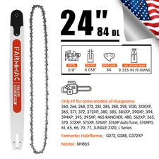 24'' Chainsaw Guide Bar 3/8" 0.058" 84DL Chain for Husqvarna 365 372XP 390XP 394