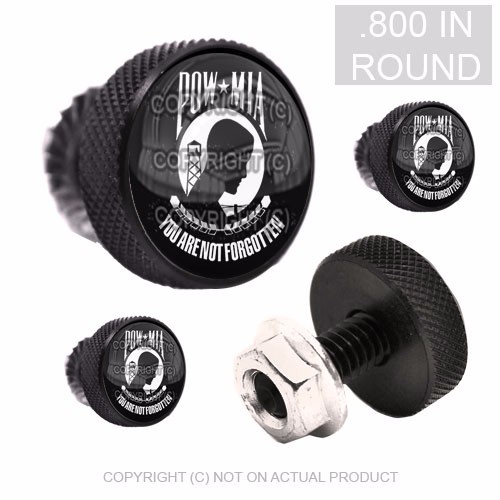 4 Vivid Black Billet Knurled License Plate Frame Fastener Tag Bolts Pow Mia