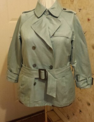 Jones NY Collection Sassy Double-Breasted Silky Blue Blazer Women Med
