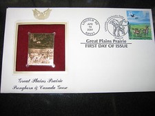 2001 GREAT PLAINS PRAIRIE PRONGHORN CANADA GOOSE replica Golden Cover Stamp FDC