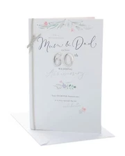 UK Greetings Mum & Dad 60th Anniversary Card With Envelope - Ribbon Design