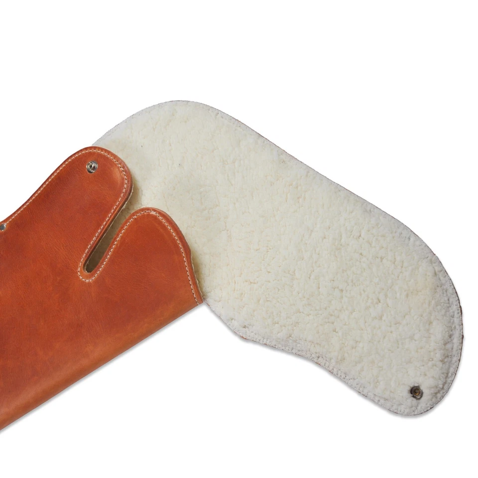 USA MADE Large Rifle Leather Scabbard w/ Flap Fleece-Lined Holster ATV Horse - Image 3 of 4