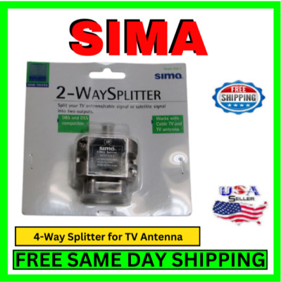 2-Way Cable TV Splitter 2:1 Adapter for Antenna Satellite Signal 1-In 2-Out Kit