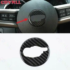 For Ford Mustang 2010-14 Real Carbon Fiber Steering Wheel Logo Horn Button Trim
