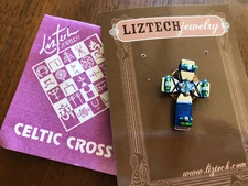 2014 NOS Liztech Signed Lapel Pin Brooch Religious CELTIC CROSS
