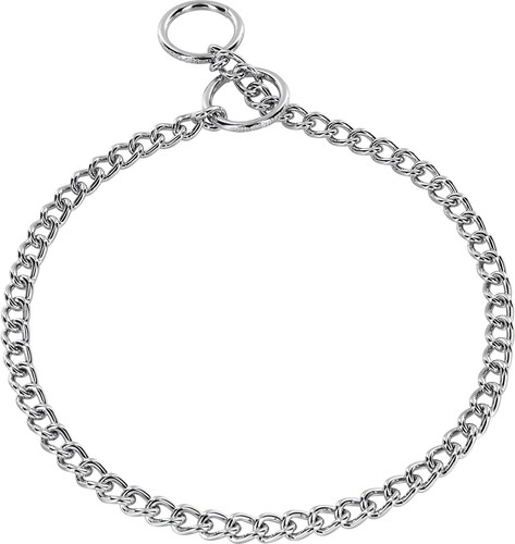 USED-Sprenger-Chrome Plated Steel Dog Collar- Narrow Short Round Link Slip Chain