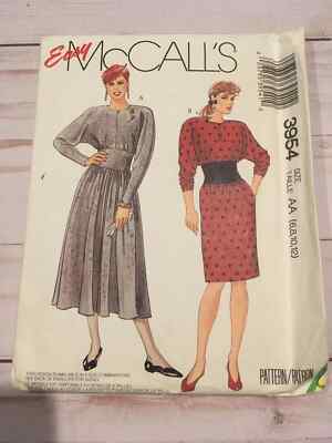 UC Sz 6-12 McCall's 3954 Vintage 80s Dress Sewing Pattern Waist Inset ...