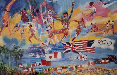 LeRoy Neiman 1984  AMERICAN GOLD  US Olympic Medalist Art Postcard Promo #88