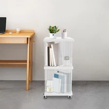 Rotating Bookshelf 2-Tier Bookcase Storage Shelf /Freestanding Display Rack