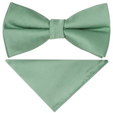 Pre Tied Seagrass Boys Bow Tie and Pocket Square Set Age 4-7 Kids Wedding Bow