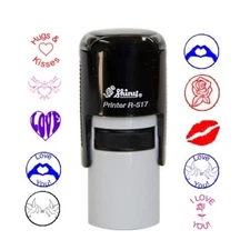 Love & Affection Rubber Ink Stamps - 9 Images -5 Ink Colors - Shiny Self Inking