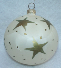 FROSTED GOLD STARS GLASS CHRISTMAS ORNAMENT