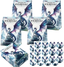 24 Pcs Dragon Goodie Bags with Stickers - Dragon Themed Birthday Party Favor Bag