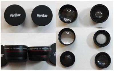 Set of 2 Vivitar Lens Adapter HD4 MC AF 2.2x Teleconverter .43x Wide Angle Macro