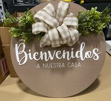CUSTOM Welcome Door Hanger/Wood Door Hanger/Housewarming Gift/ Front Door Wreath