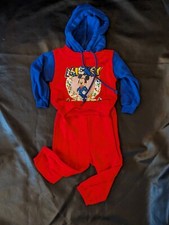 1980 Mickey Mouse Sweat Suit Pants Hood Shirt Red Blue Disney Pilgrim Youth USA