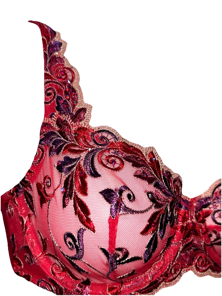 Sujetador Soma Talla 34C Sensual Encaje SIN FORRO Rojo con CRISTALES Foto 4 de 4