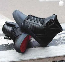 NEW Supra Men's Supra Skytop HF Black Warrior black with red sole