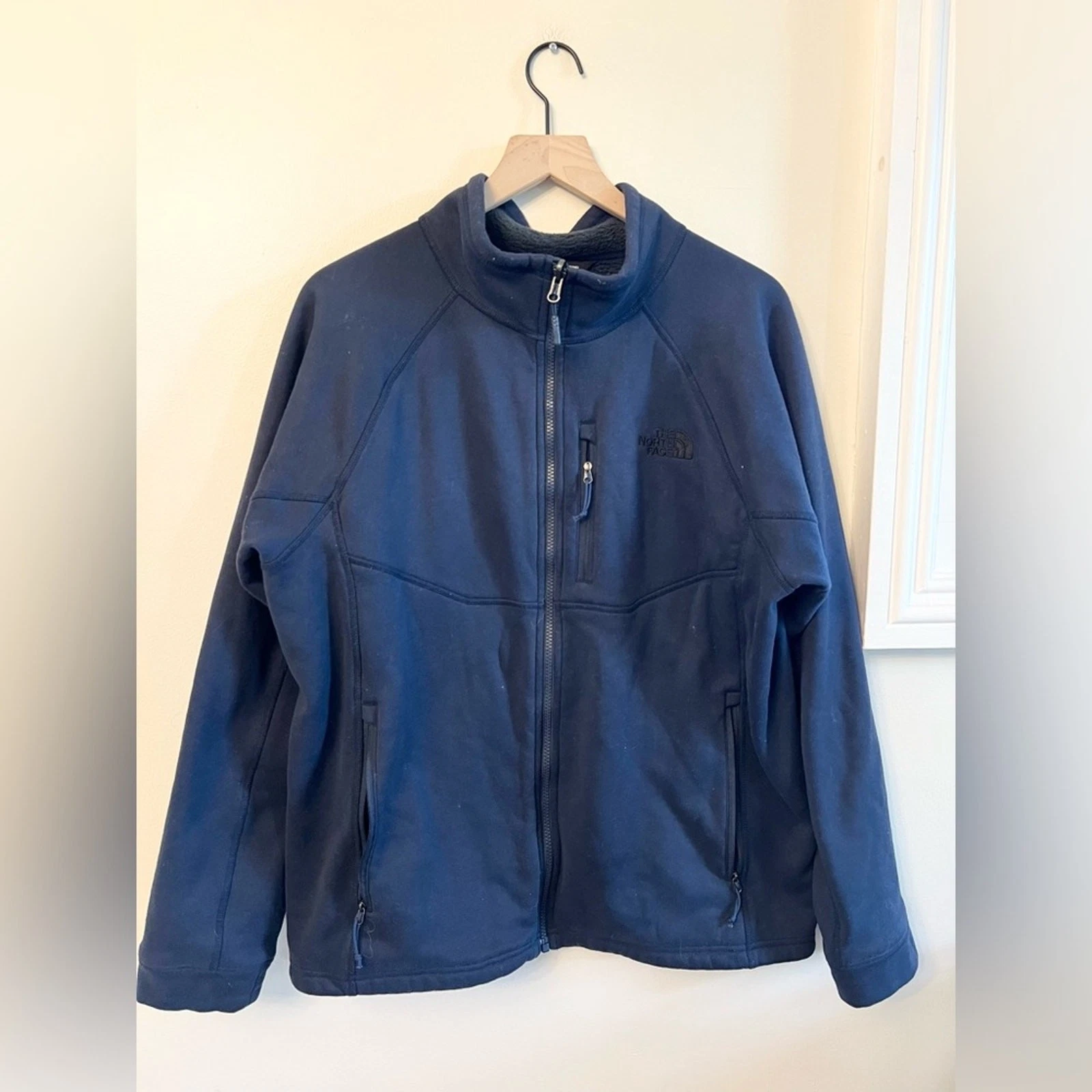 The north face L men’s fleece lined full zip sweatshirt blue outdoor fall