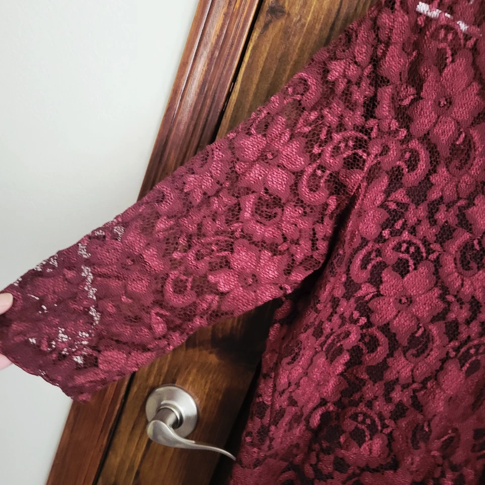 Nuevo Vestido Mujer Karen Kane Talla XL Borgoña Encaje Venta al por menor $118 Foto 4 de 4