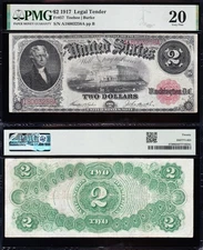 VERY NICE Bold & Crisp VF 1917 $2 BRACELET US Legal Tender Note! PMG 20! 03258