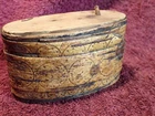 ANTIQUE 1800-s DECORATED BIRCH BARK SNUFF TOBACCO BOX FOLK ART SWEDEN SWEDISH