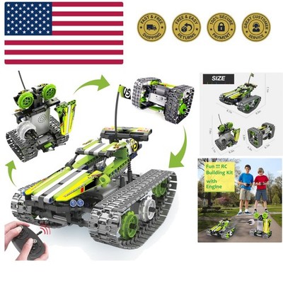 Remote Control Tracked 3in1 Stunt Racer Building Kit - RC Car STEM Constructi...