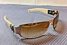 Vtg Chrome Hearts Deviant II Sunglasses Silver Frame Leather Temples Discontinue