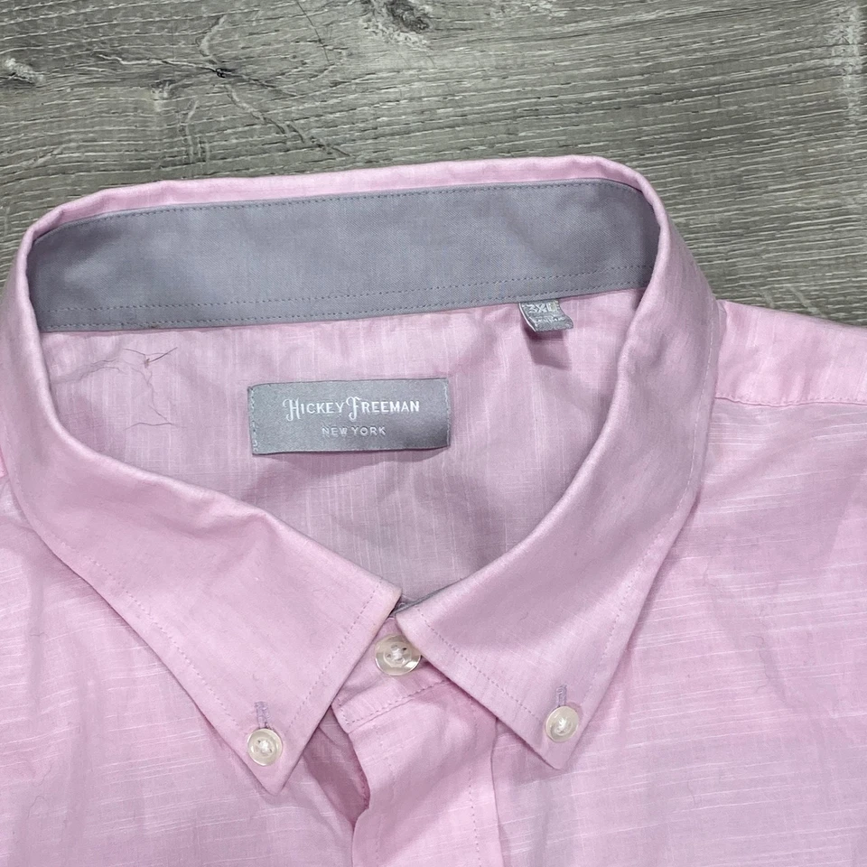 Рубашка мужская Hickey Freeman 3XL розовая на пуговицах с длинным рукавом эластичная повседневная HF - Изображение 2 из 4