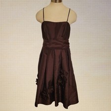 Watters and Watters Spaghetti Strap Applique Rose Pleated Evening Dress Womens 8