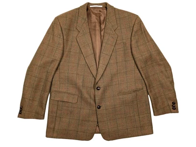 ANGELO LITRICO C&A Vintage Tweed Sakko Herren 27 Braun Wolle Kariert Lederknöpfe - Bild 1 von 4